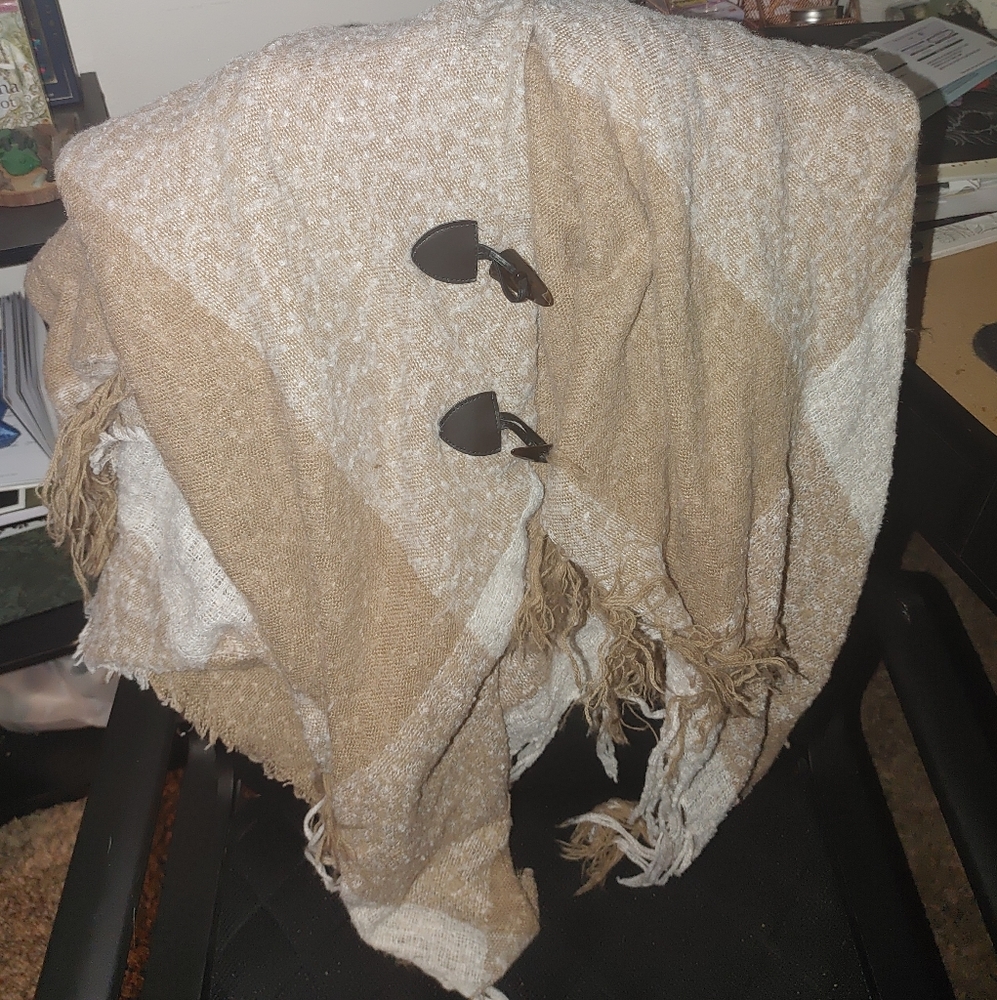 Tan and White Shawl
